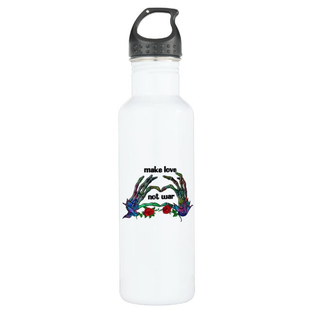 Skeleton Hand Heart Design Edelstahlflasche (Vorderseite)