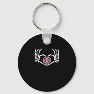 Skeleton Hand Heart Funny Halloween Frauen Männer Schlüsselanhänger
