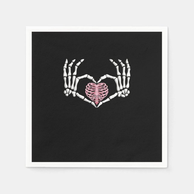 Skeleton Hand Heart Funny Halloween Frauen Männer Serviette (Vorderseite)