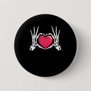 Skeleton Hand Heart Halloween Button