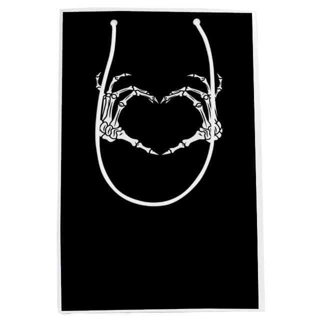 Skeleton Hand Heart Halloween Design Mittlere Geschenktüte (Vorderseite)