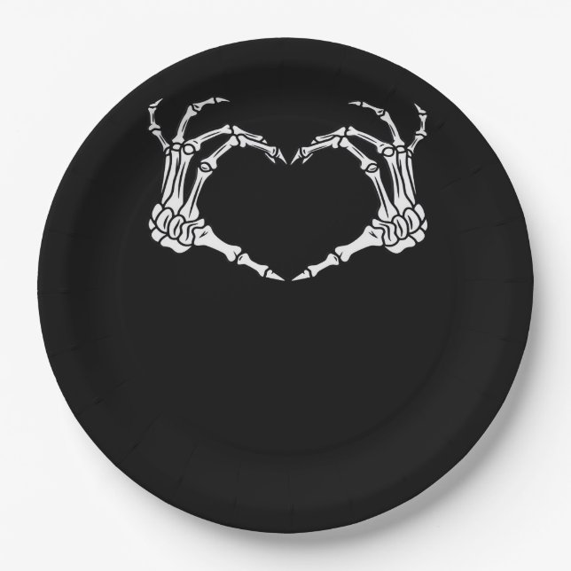 Skeleton Hand Heart Halloween Design Pappteller (Vorderseite)