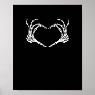 Skeleton Hand Heart Halloween Design Poster