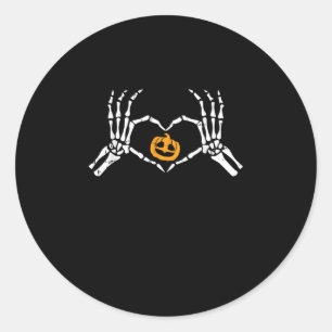 Skeleton Hand Heart Halloween Kostüm Pumpkin Runder Aufkleber