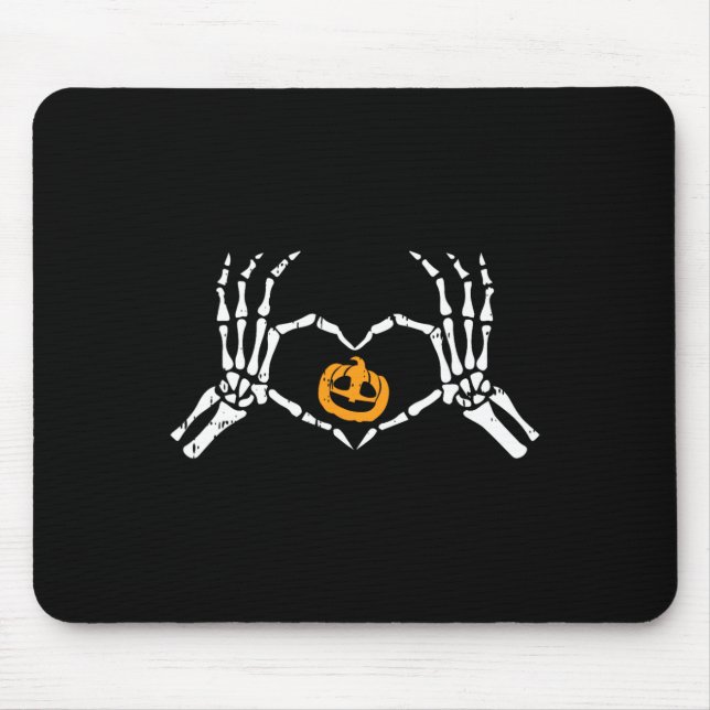 Skeleton Hand Heart Halloween Kostümknochen Pumpki Mousepad (Vorne)