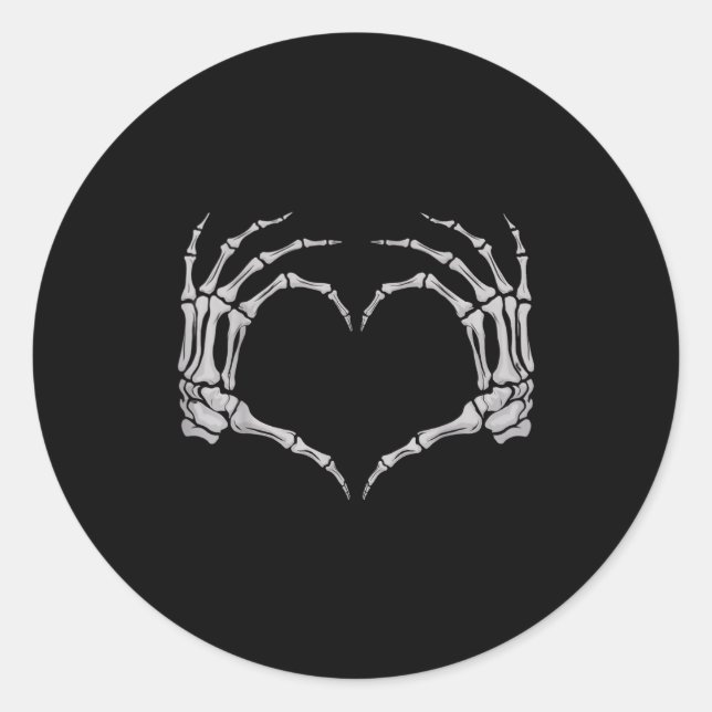 Skeleton Hand Heart Halloween Valentines Matching  Runder Aufkleber (Vorderseite)
