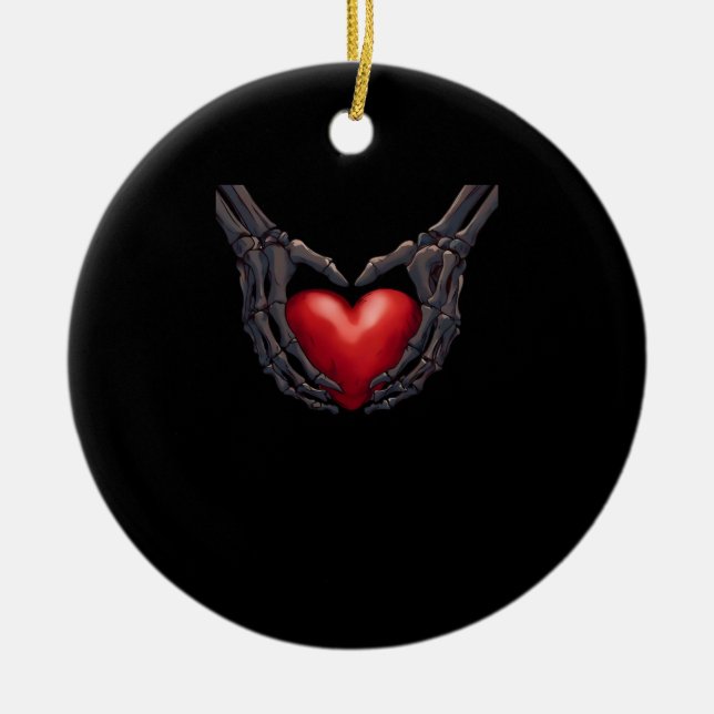 Skeleton Hand Heart Keramik Ornament (Vorne)