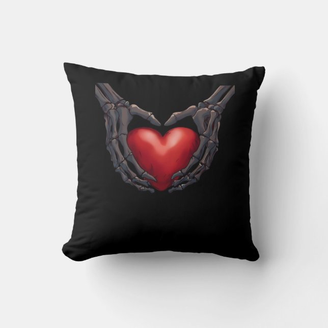 Skeleton Hand Heart Kissen (Vorderseite)