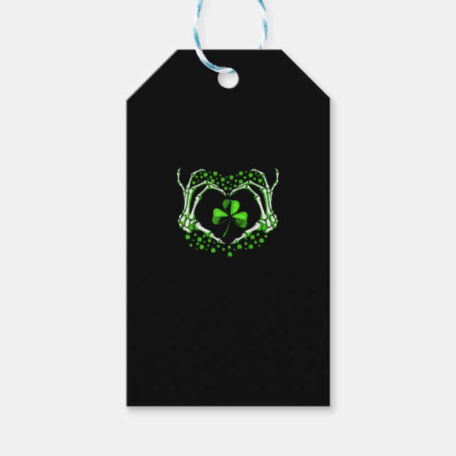 Skeleton Hand Heart Kleeblatt St Patricks Day Padd Geschenkanhänger (Vorderseite)