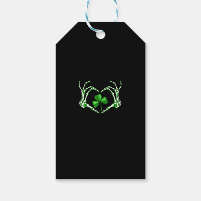 Skeleton Hand Heart Kleeblatt St Patricks Day Padd Geschenkanhänger (Vorderseite)