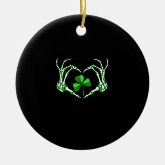 Skeleton Hand Heart Kleeblatt St Patricks Day Padd Keramik Ornament