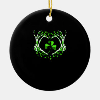 Skeleton Hand Heart Kleeblatt St Patricks Day Padd Keramik Ornament