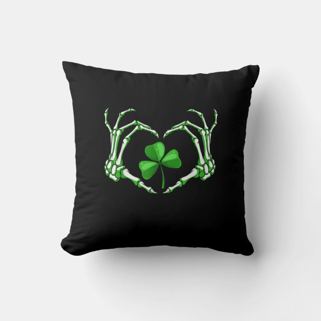 Skeleton Hand Heart Kleeblatt St Patricks Day Padd Kissen (Vorderseite)