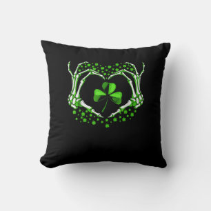 Skeleton Hand Heart Kleeblatt St Patricks Day Padd Kissen