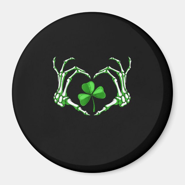Skeleton Hand Heart Kleeblatt St Patricks Day Padd Magnet (Vorne)