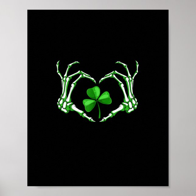 Skeleton Hand Heart Kleeblatt St Patricks Day Padd Poster (Vorne)