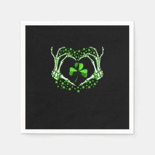 Skeleton Hand Heart Kleeblatt St Patricks Day Padd Serviette