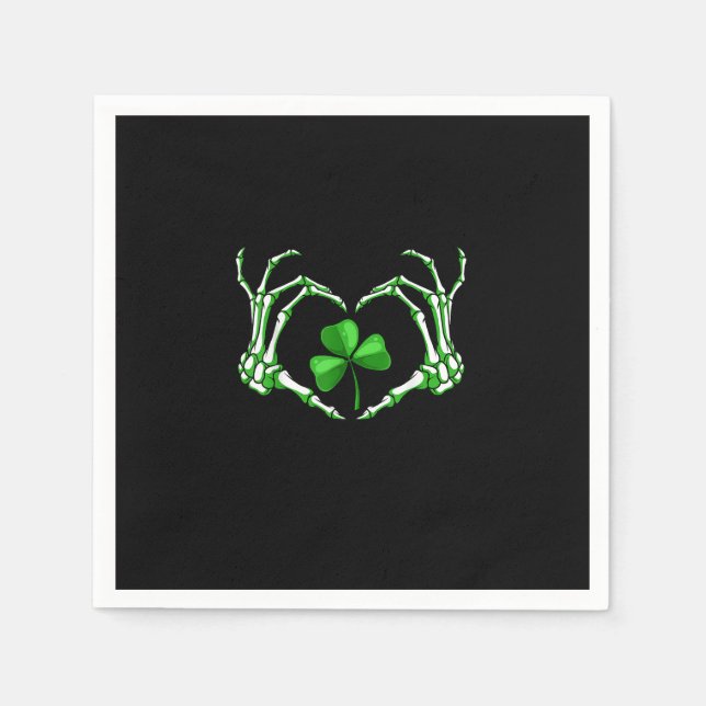 Skeleton Hand Heart Kleeblatt St Patricks Day Padd Serviette (Vorderseite)