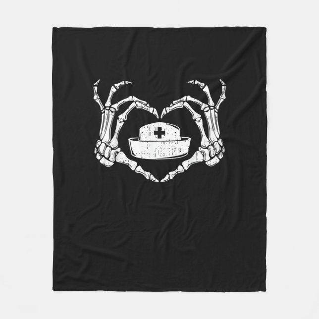 Skeleton Hand Heart Lazy Halloween Kostüm Funny N Fleecedecke (Vorderseite)