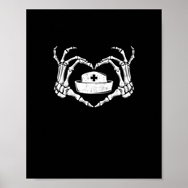 Skeleton Hand Heart Lazy Halloween Kostüm Funny N Poster (Vorne)