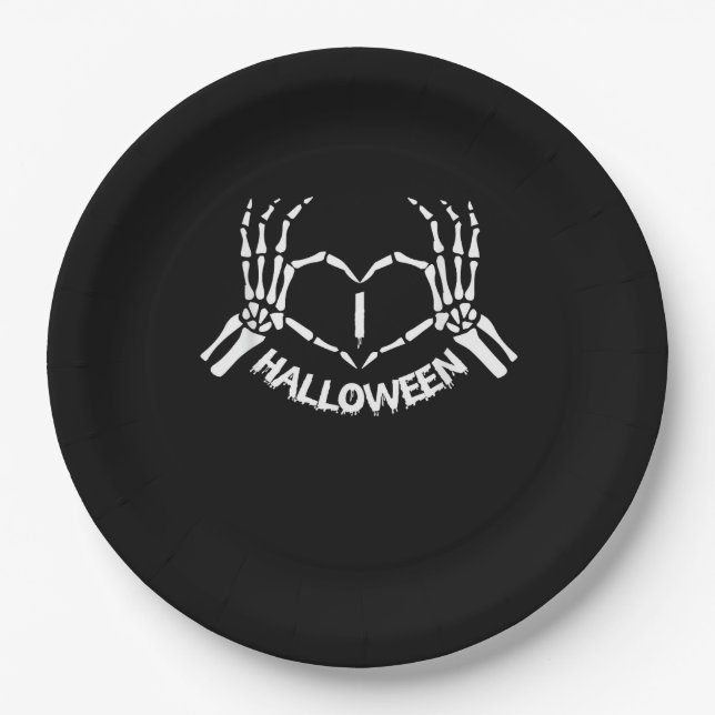 Skeleton Hand Heart Lazy Halloween Kostüm Funny Pappteller (Vorderseite)