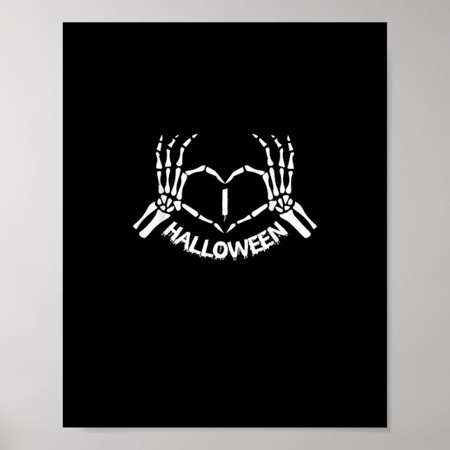 Skeleton Hand Heart Lazy Halloween Kostüm Funny Poster (Vorne)