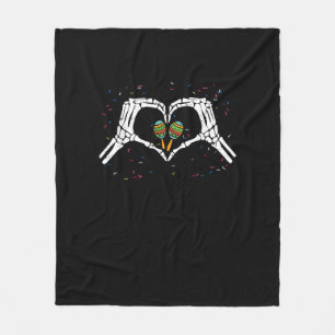 Skeleton Hand Heart Maracas Cinco De Mayo Mexiko Fleecedecke