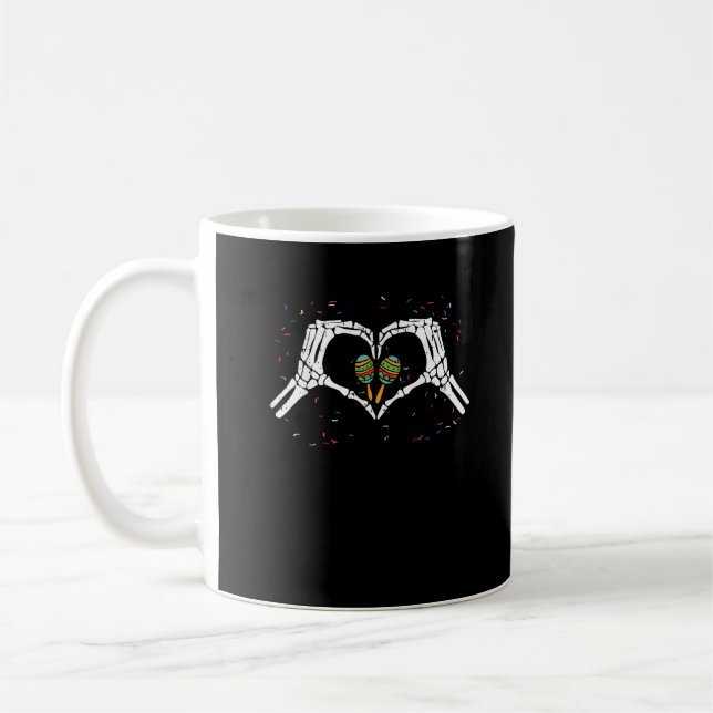 Skeleton Hand Heart Maracas Cinco De Mayo Mexiko Kaffeetasse (Links)