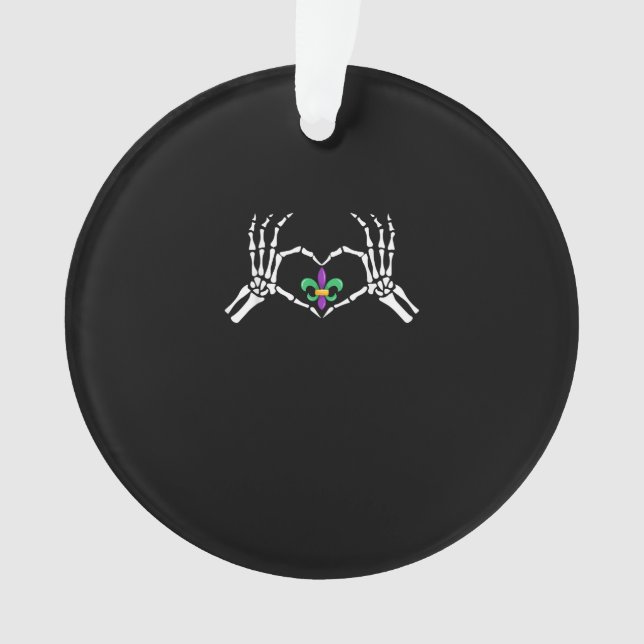 Skeleton Hand Heart Mardi Gras Ornament (Vorderseite)