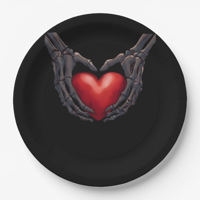 Skeleton Hand Heart Pappteller (Vorderseite)