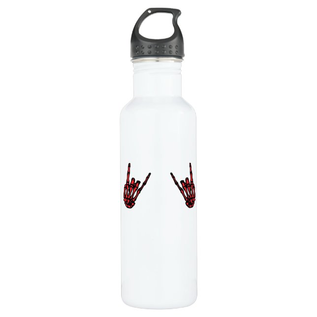 Skeleton Hand Heart Roll & Red Classic Edelstahlflasche (Vorderseite)