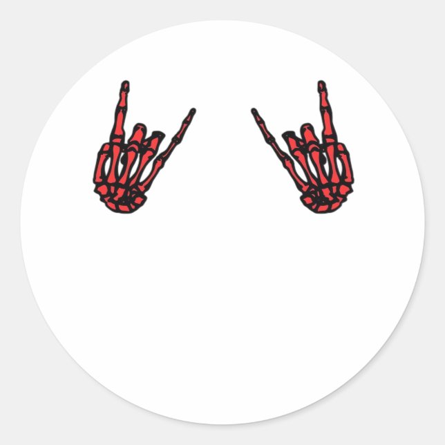 Skeleton Hand Heart Roll & Red Classic Runder Aufkleber (Vorderseite)