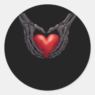 Skeleton Hand Heart Runder Aufkleber
