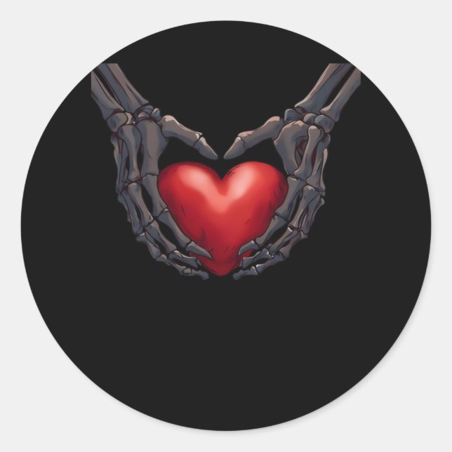 Skeleton Hand Heart Runder Aufkleber (Vorderseite)