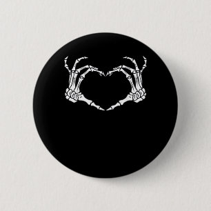 Skeleton Hand Heart Sign Costume Funny Halloween Button