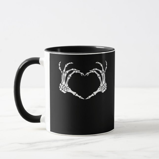 Skeleton Hand Heart Sign Costume Funny Halloween Tasse (Links)