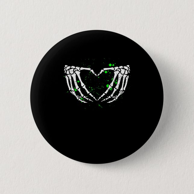 Skeleton Hand Heart Sign Costume Halloween Button (Vorderseite)