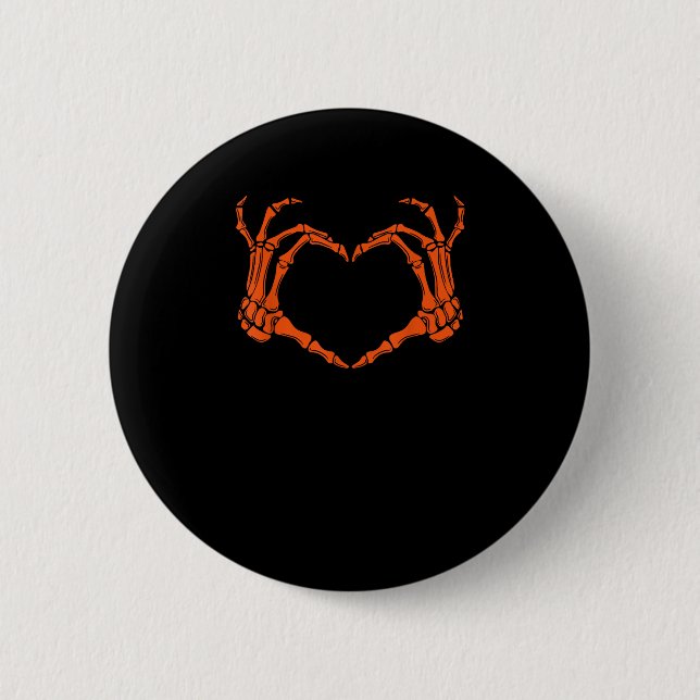 Skeleton Hand Heart Sign Costume Halloween Design Button (Vorderseite)