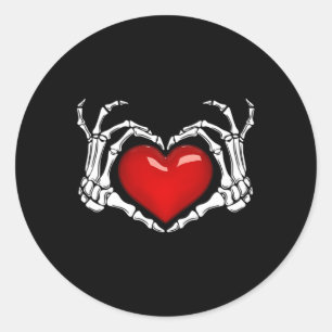Skeleton Hand Heart Sign Halloween Skelett Hand P Runder Aufkleber
