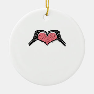 Skeleton Hand Heart Sign Valentinstag Classic Keramik Ornament