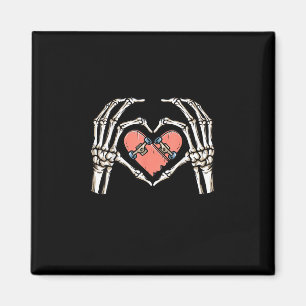 Skeleton Hand Heart Skateboard Valentinstag Funn Magnet