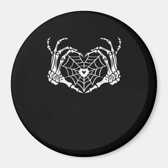 Skeleton Hand Heart Spiderweb Halloween Cobweb Par Magnet (Vorne)