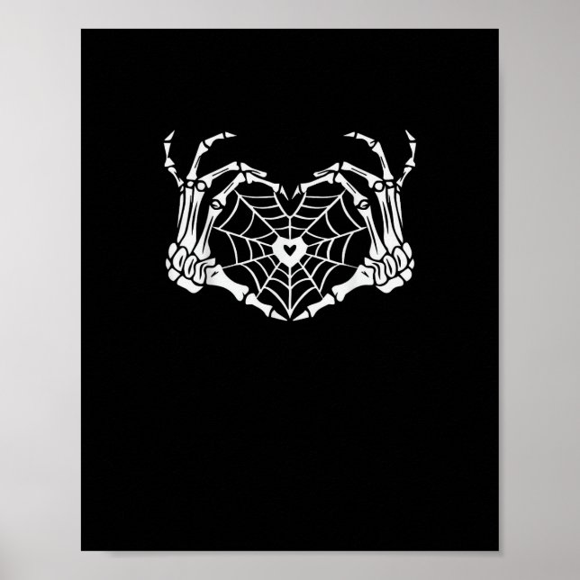 Skeleton Hand Heart Spiderweb Halloween Cobweb Par Poster (Vorne)