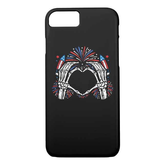 Skeleton Hand Heart USA Patriotic American Case-Mate iPhone Hülle (Rückseite)