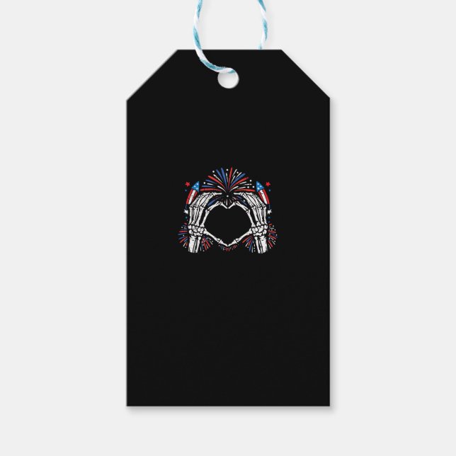 Skeleton Hand Heart USA Patriotic American Geschenkanhänger (Vorderseite)