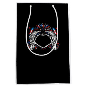 Skeleton Hand Heart USA Patriotic American Mittlere Geschenktüte