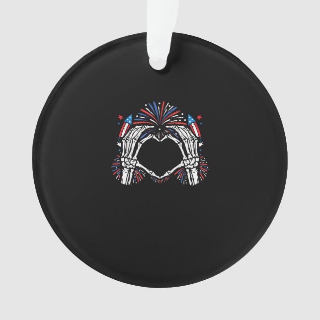 Skeleton Hand Heart USA Patriotic American Ornament (Vorderseite)
