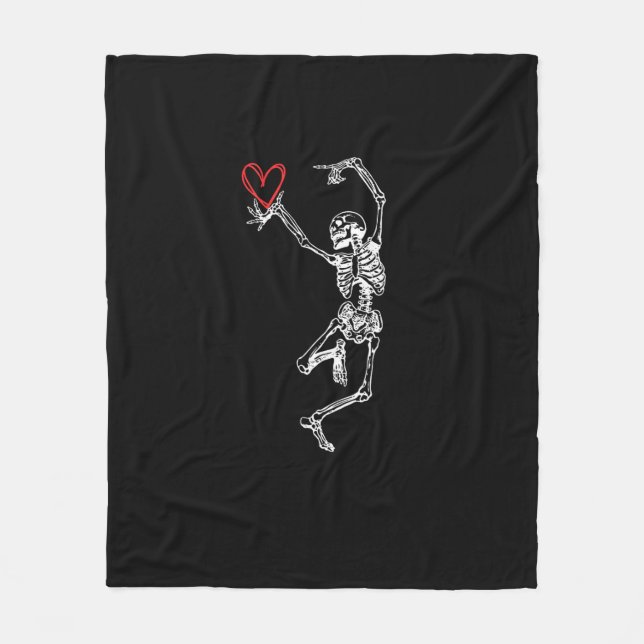 Skeleton Hand Heart Valentinstag Fleecedecke (Vorderseite)