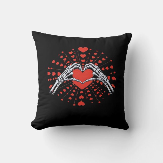 Skeleton Hand Heart Valentinstag Funny 2025 Hear Kissen (Vorderseite)