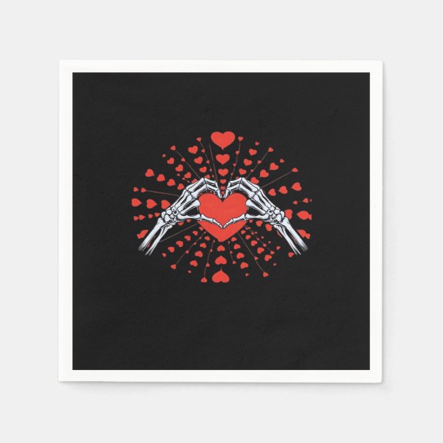 Skeleton Hand Heart Valentinstag Funny 2025 Hear Serviette (Vorderseite)